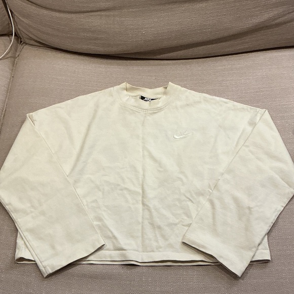 Nike Tops - Nike Cream Boxy Cropped Crewneck Sweatshirt